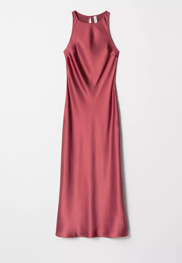 Sleeveless Satin Midi Dress