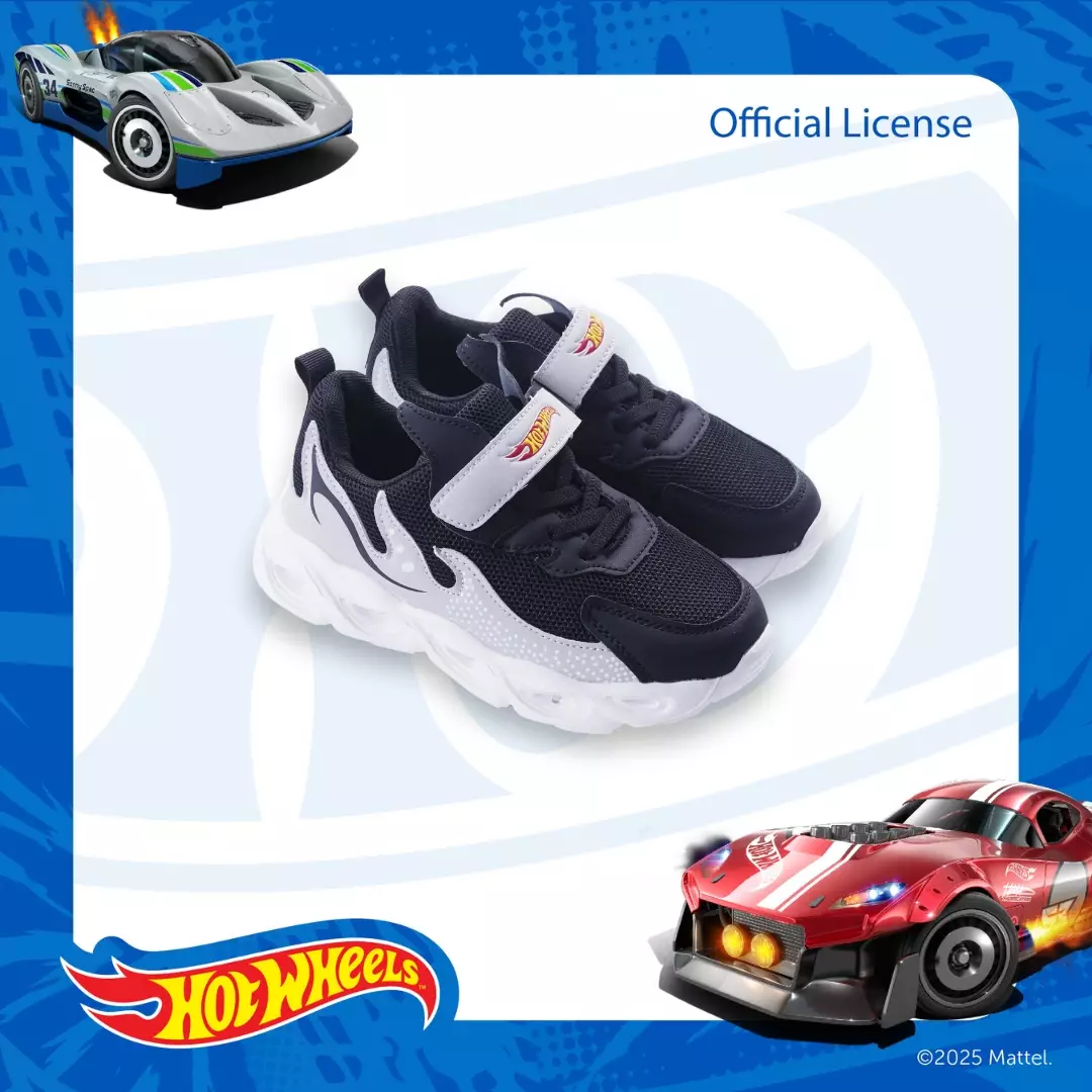 HOTWHEELS - SEPATU Sneakers LED ANAK LAKI CH740221LK - HITAM/ABU by Zandilac