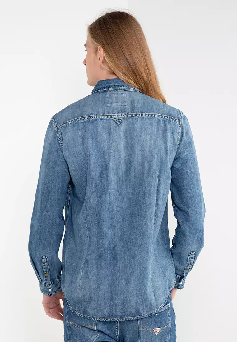 guess slim fit denim shirt
