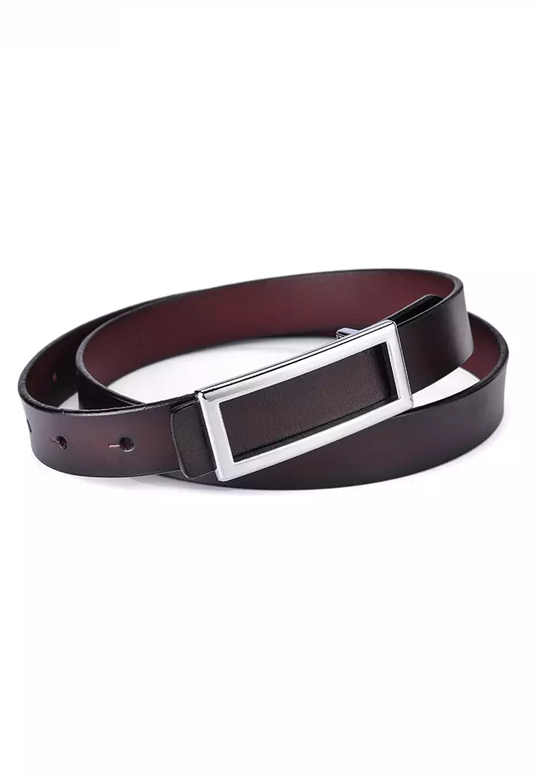 Metal Pin Silver Color Rectangle Buckle Leather Belt JW CY-077.b
