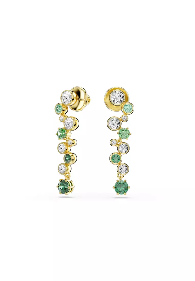 Constella drop earrings, Mixed cuts, Green, Gold-tone plated