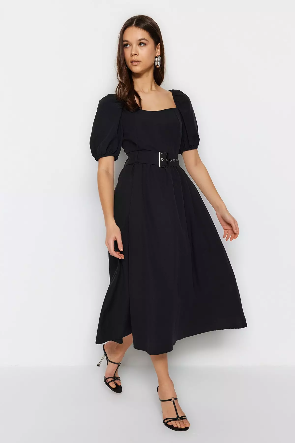 Midi Dress with Belt