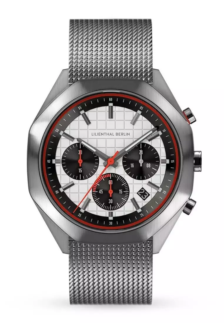 Octachrono Silver Red - Mesh Strap