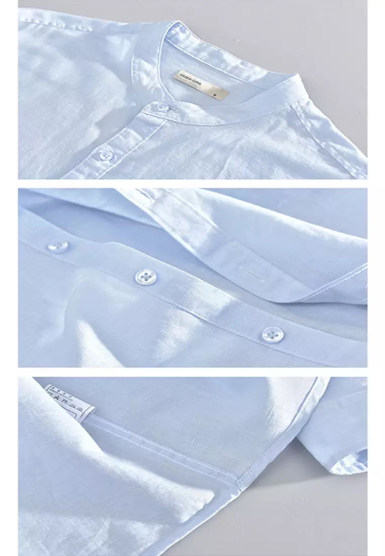 Literary And Simple Round Neck Cotton Linen Shirt WM603