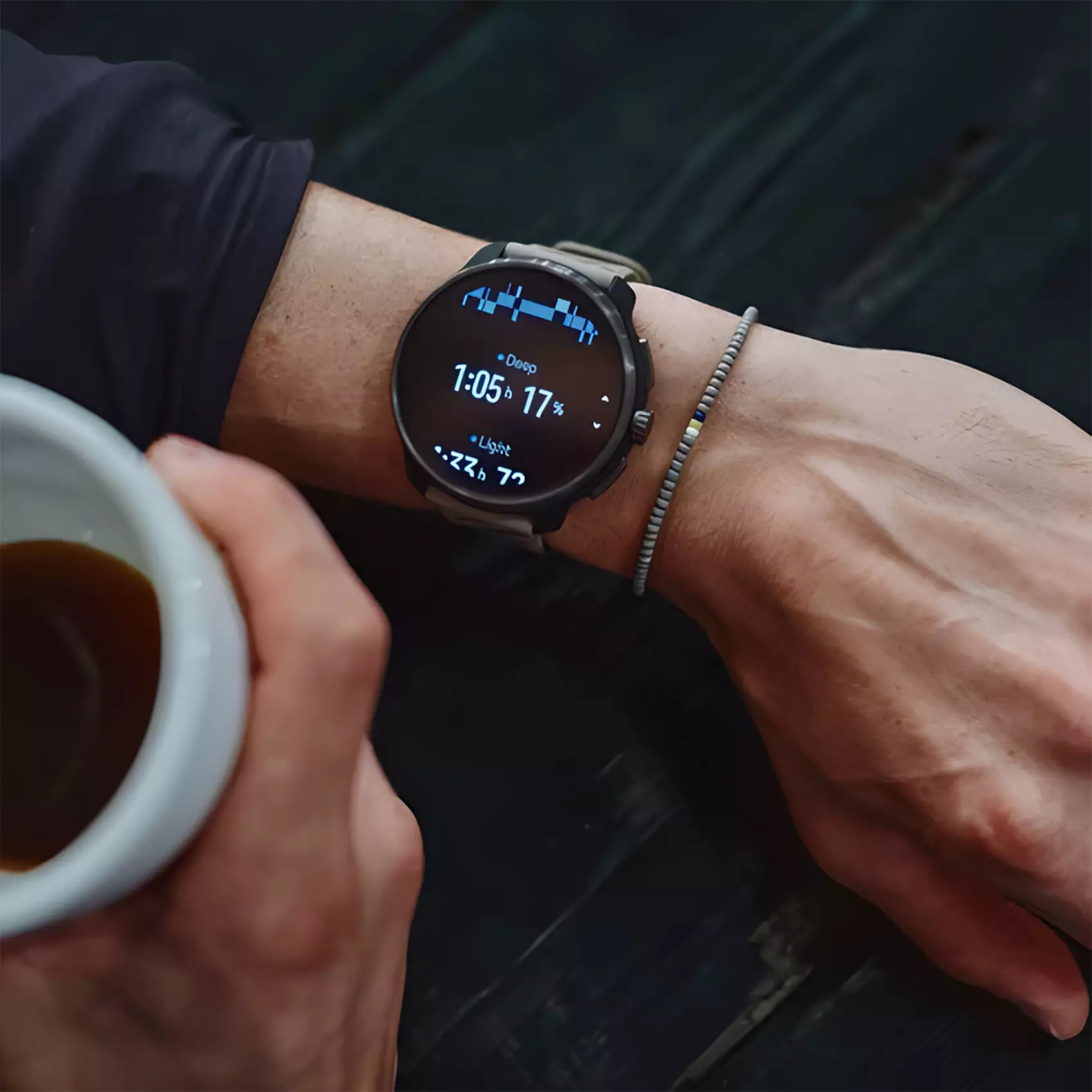 Suunto Race 2 - Jam Tangan Unisex - Dark Brushed Titanium Striped Two-Tone Trail Gray Silicone Strap - SS051203000