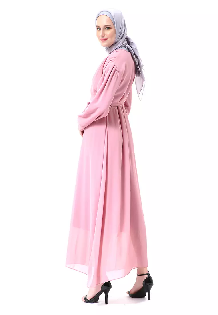 Alika Gamis Dress Long Sleeve Wanita Muslimah High Quality Premium - Dusty