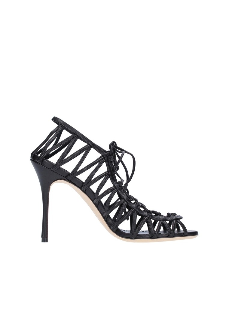 MANOLO BLAHNIK - Manolo Blahnik Hamza 105 Leather Sandals - Black