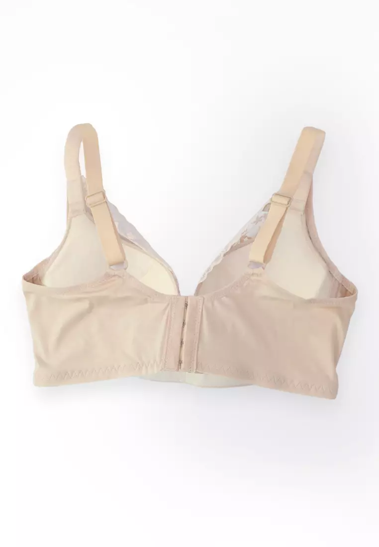 Neutral Lace Front Snap Nursing Bra