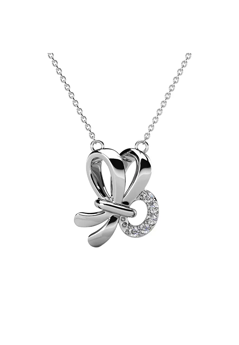 Her Jewellery Posie Pendant (White Gold) - Luxury Crystal Embellishments plated with 18K Gold