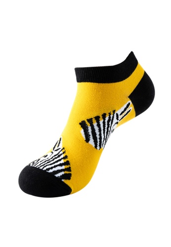 Kings Collection yellow Zebra Pattern Low Cut Socks (One Size) HS202287 3D339AA568AC4AGS_1