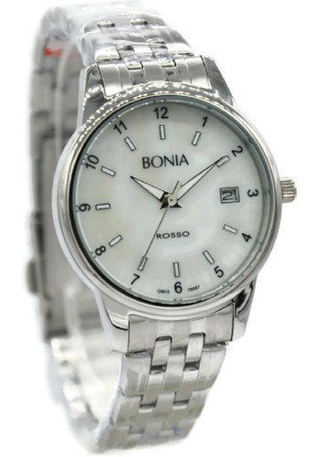 Bonia Rosso BNB10097-2355 Jam Tangan Pria Stainless Steel Silver Plat Putih