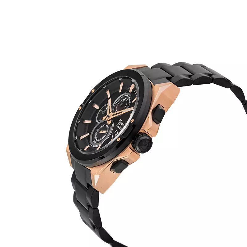 Jam Tangan Pria Alexandre Christie Chronograph AC 6623 MC BBRDB Men Dual Tone Dial Black Stainless Steel Strap