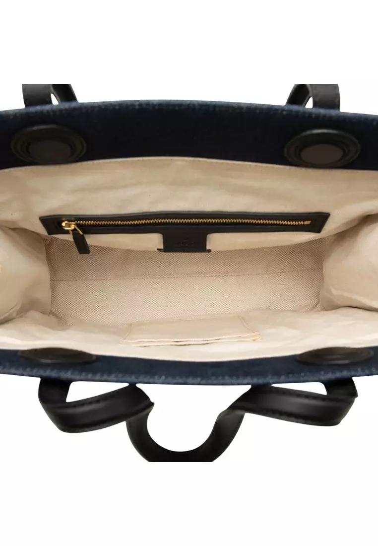 Pre-Loved Gucci Denim Embroidered Tiger Tote