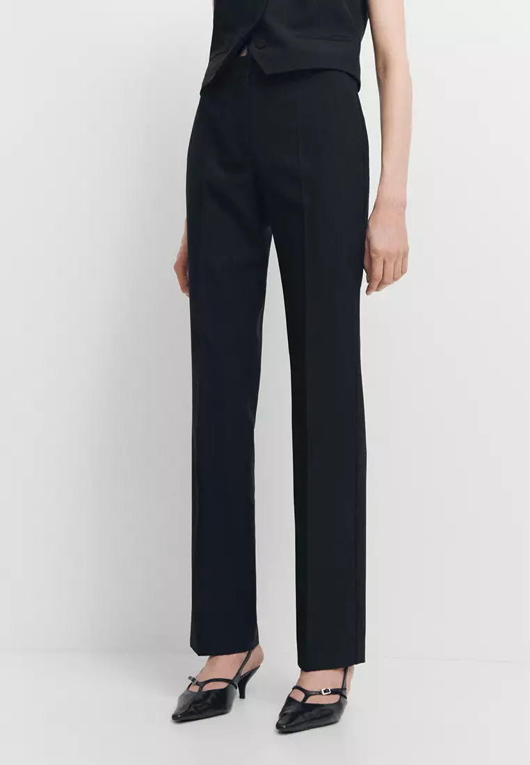 MANGO Women Black Regular Fit Solid Bootcut Trousers