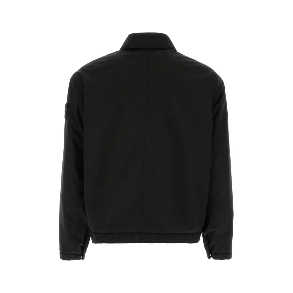 Stretch Polyester Jacket With Throat Latch Black