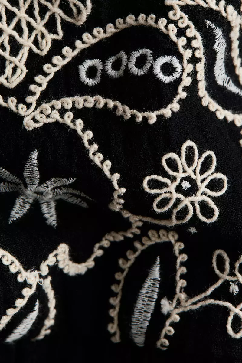 Embroidery-detail cotton dress