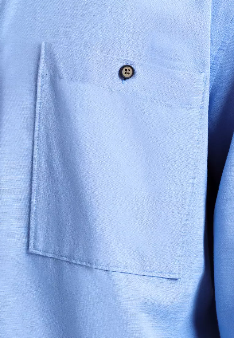 Emba Denim - Aram One Kemeja Koko Pria Lengan Panjang Oversize Blue