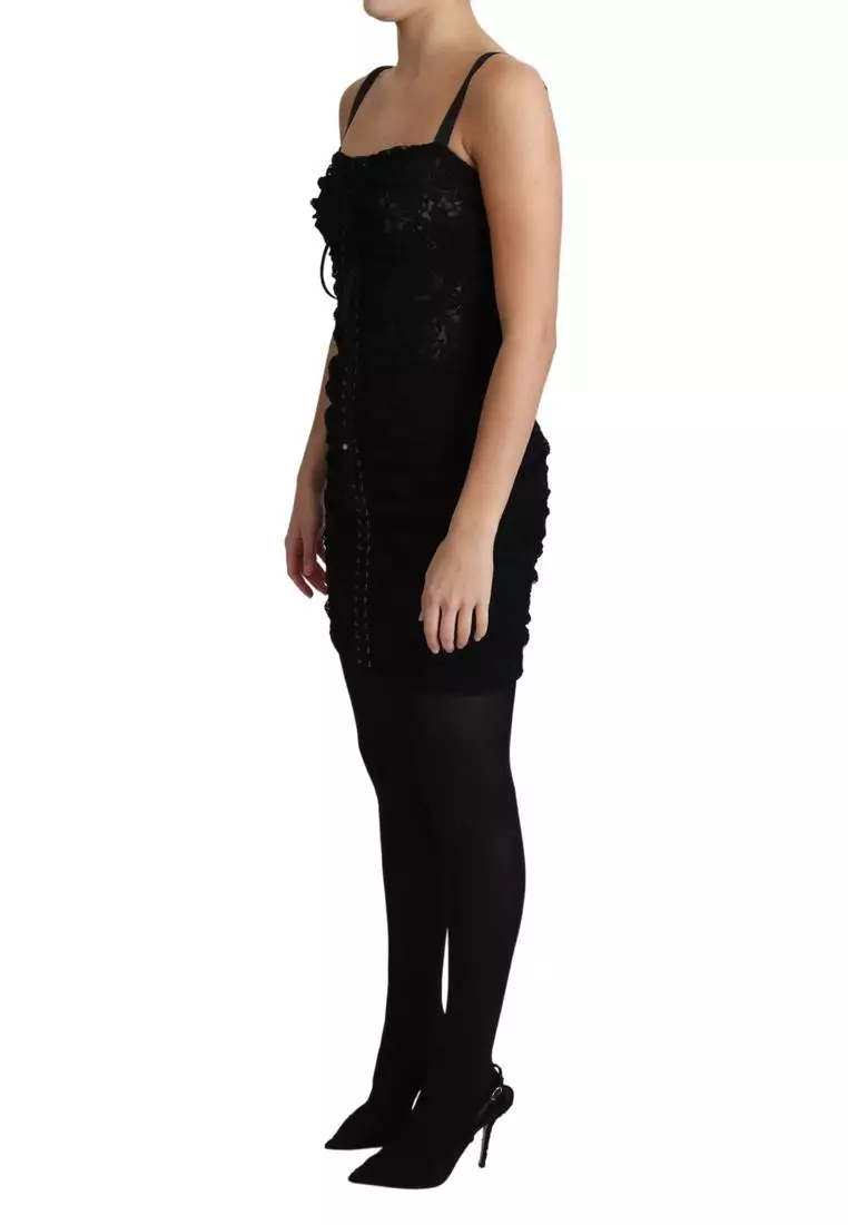 【送料&関税込】Dolce & Gabbana Black Stretch Lace Mini Dolce & Gabbana Lace Mini Dress – Vintage Operandi