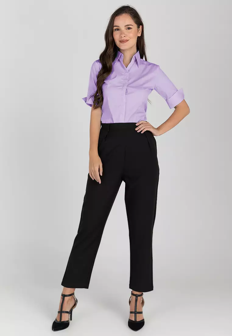 Diana 3/4 Sleeve Plain Button Down Office Blouse