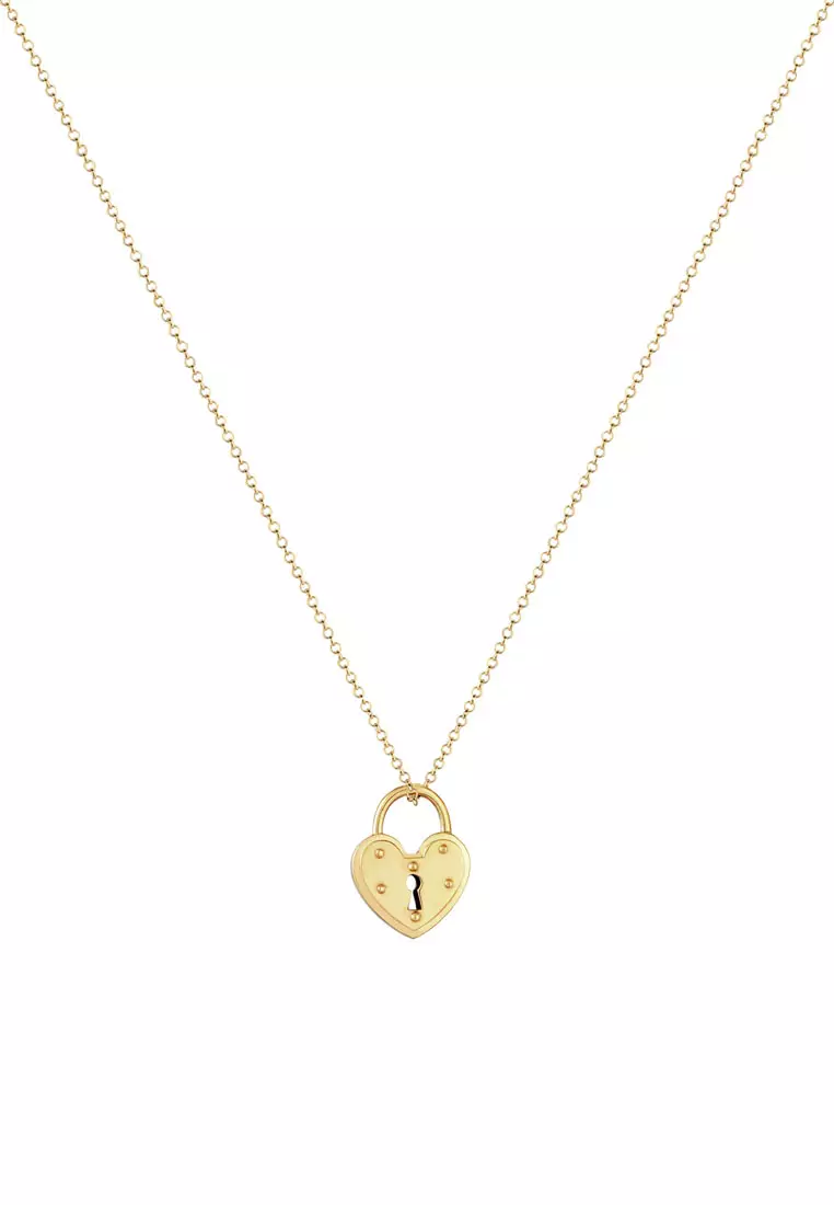 Buy ELLI GERMANY Heart Lock Pendant Gold Plated Necklace Online