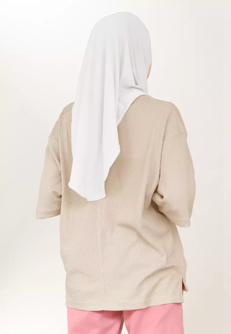 Zelena - Tavia Waffle Tshirt Pocket | Kaos Wanita Pria Olahraga Basic - Butter