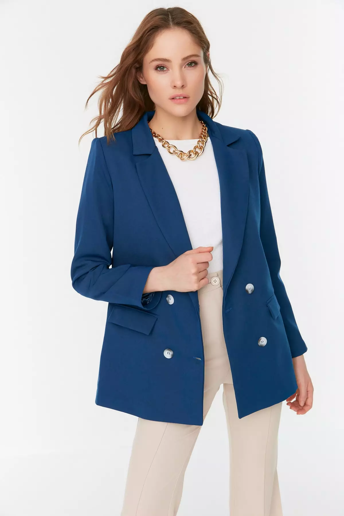 Button Detailed Blazer Jacket
