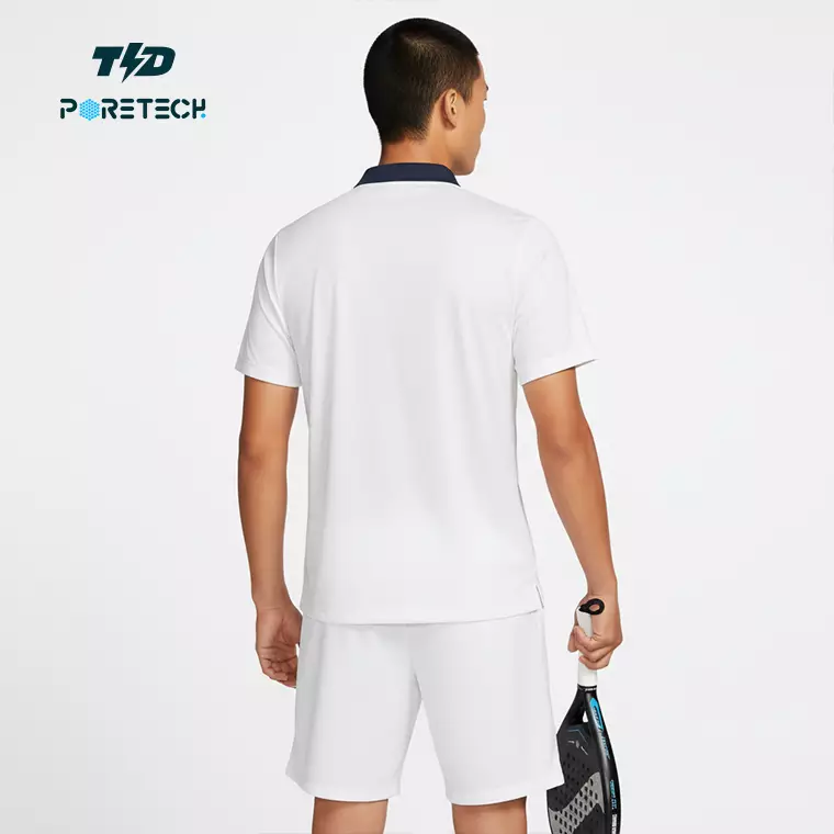 TDACTIVE Kaos Polo Padel Tenis dry fit PORETECH ringan cepat kering "navy lines" MSB16