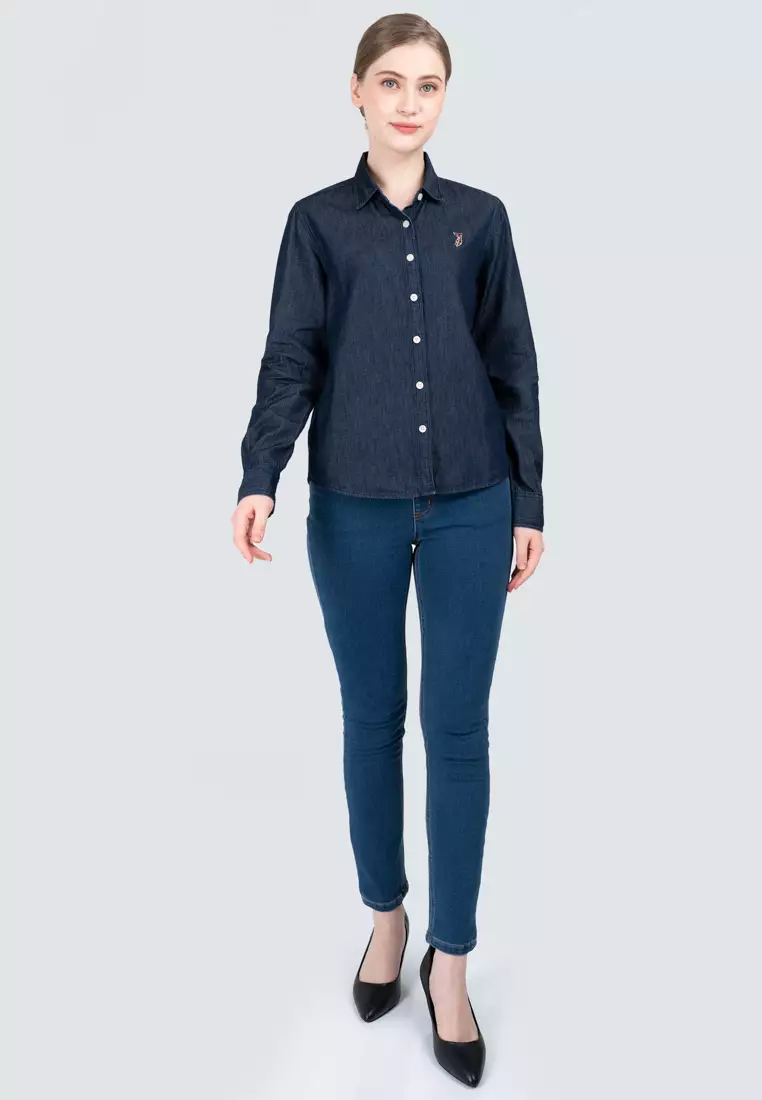 Polo Haus - Women’s Signature Fit Denim Long Sleeve Shirt WWLSV002