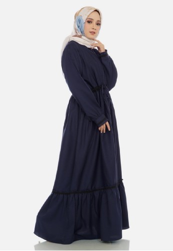 Jual Batik  Mayung gamis  sanaya navy Original ZALORA  