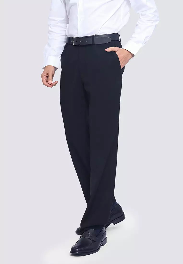 Stretch Solid Regular Fit Dress Pants