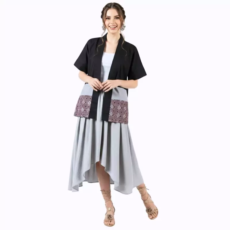 Blazer Outer Batik Wanita - Bhatara Batik Moderna - Atasan Batik Modern Lengan Pendek