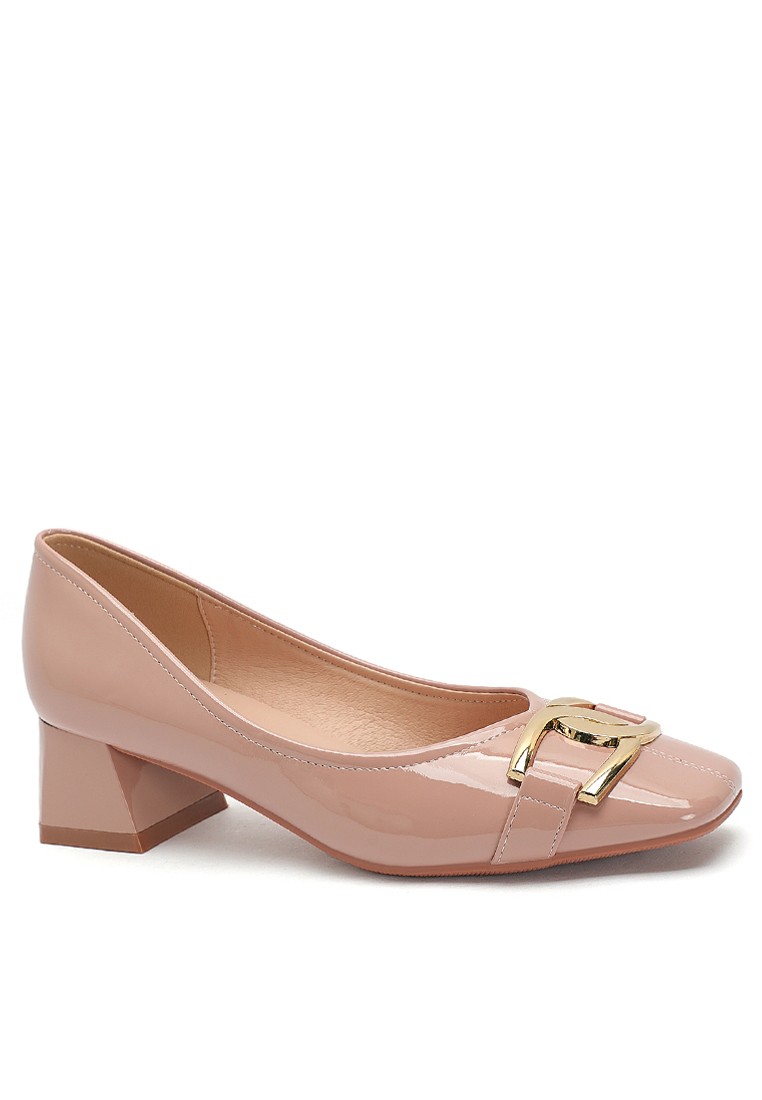 4.5CM Metal Buckle Patent Leather Pumps 345-3