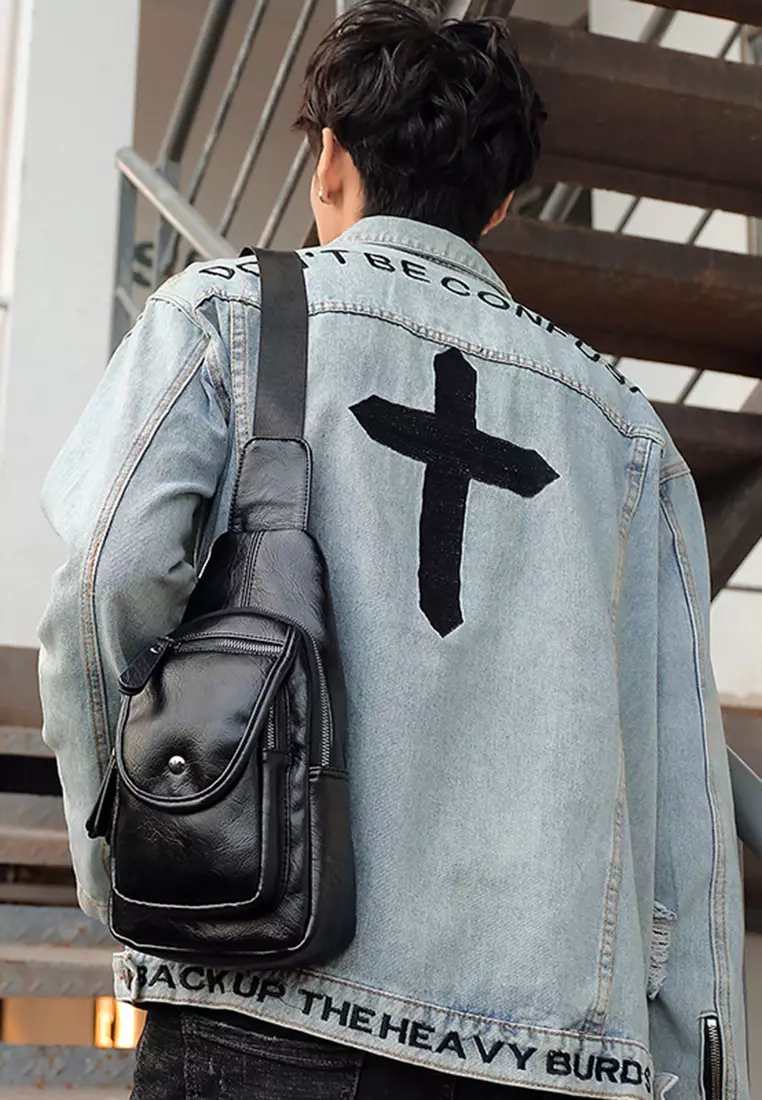 Plain black cross body online bag