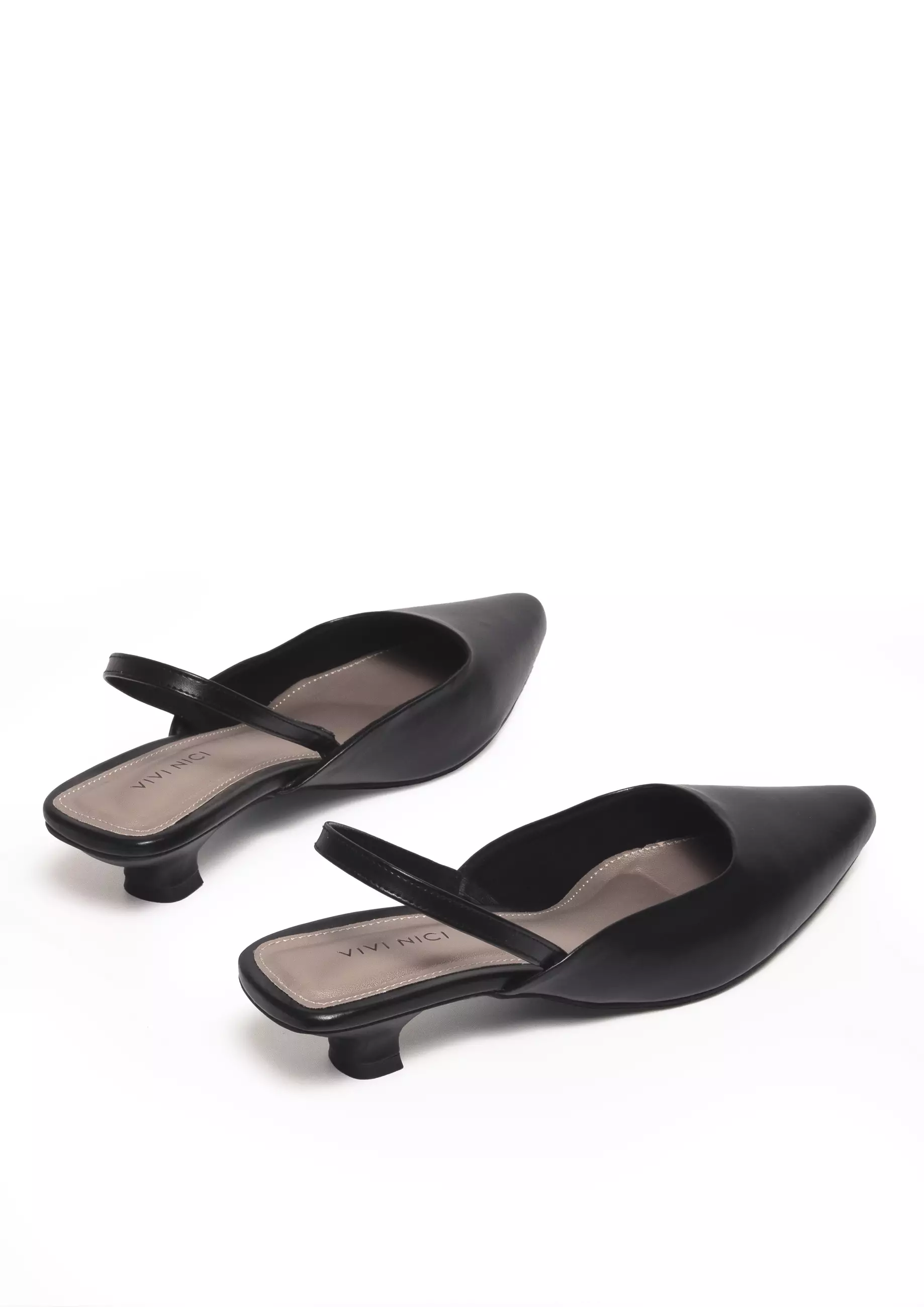 VIVI NICI - Sara Sepatu Sandal Mules Wanita Hak 3 Cm Black Solid