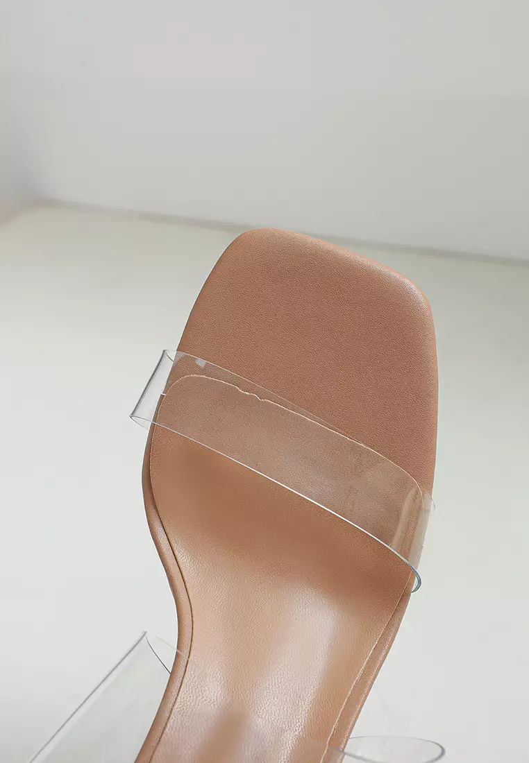 7CM Double Transparent Strap Crystal Heel Sandals BY3372-2
