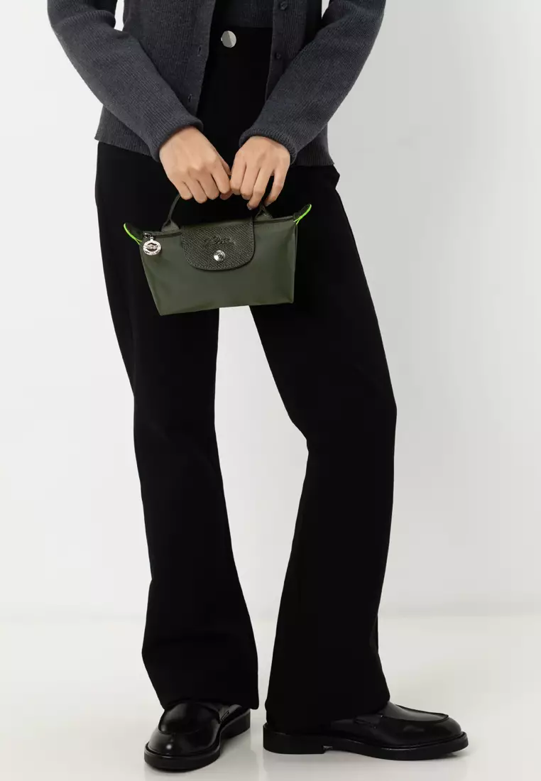 Le Pliage Green Pouch with Handle (tr)