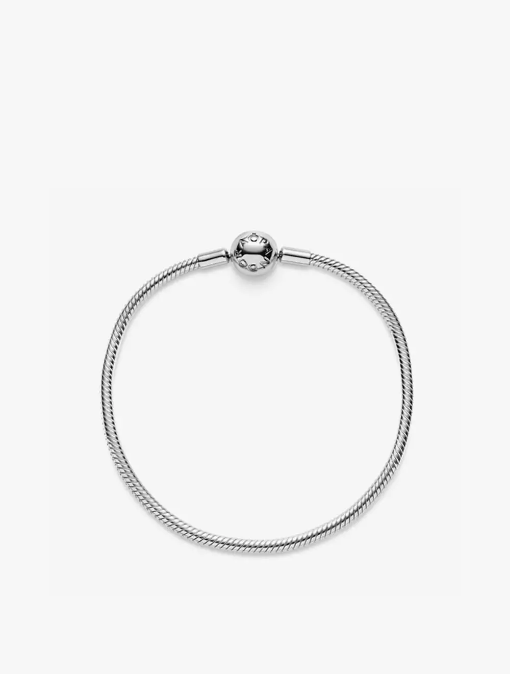 Snake chain silver bracelet with round clasp