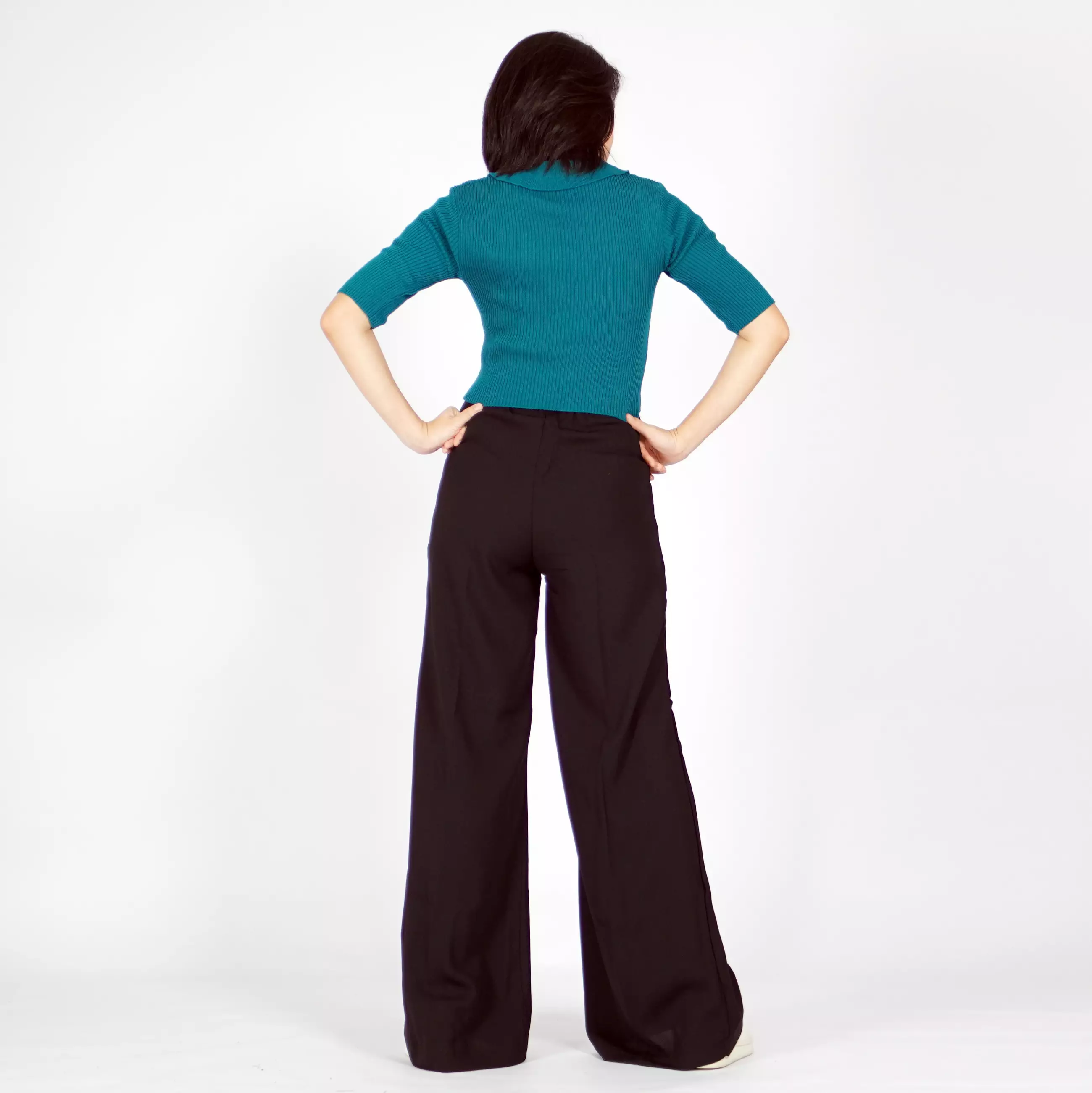  HANA Knit Crop Top Atasan Crop Rajut CropTop Rajut Gaya Korea - Emerald