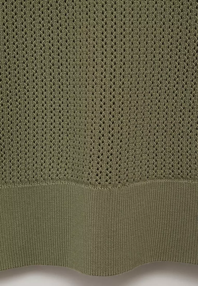 Openwork Knitted Cotton Polo Shirt