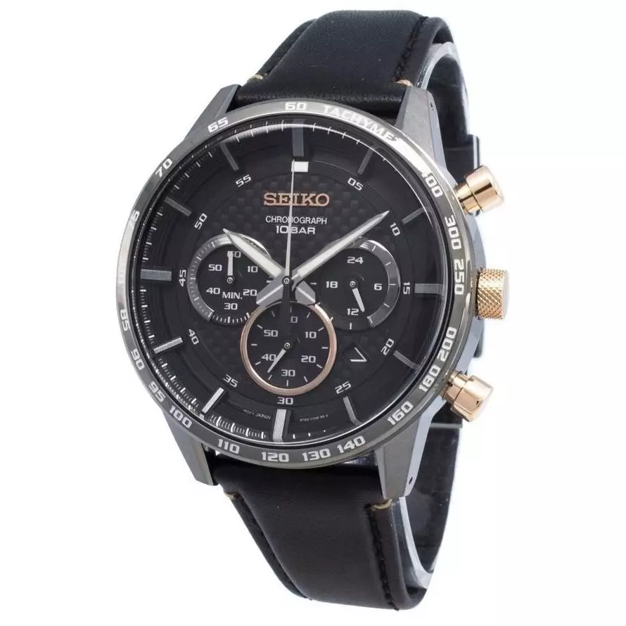 Seiko SSB361P1 Kulit Hitam Dasar Hitam Cowok