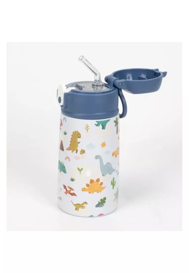 Oasis Kids Water Bottle with Sipper Silicone Straw 400ML - Dino World