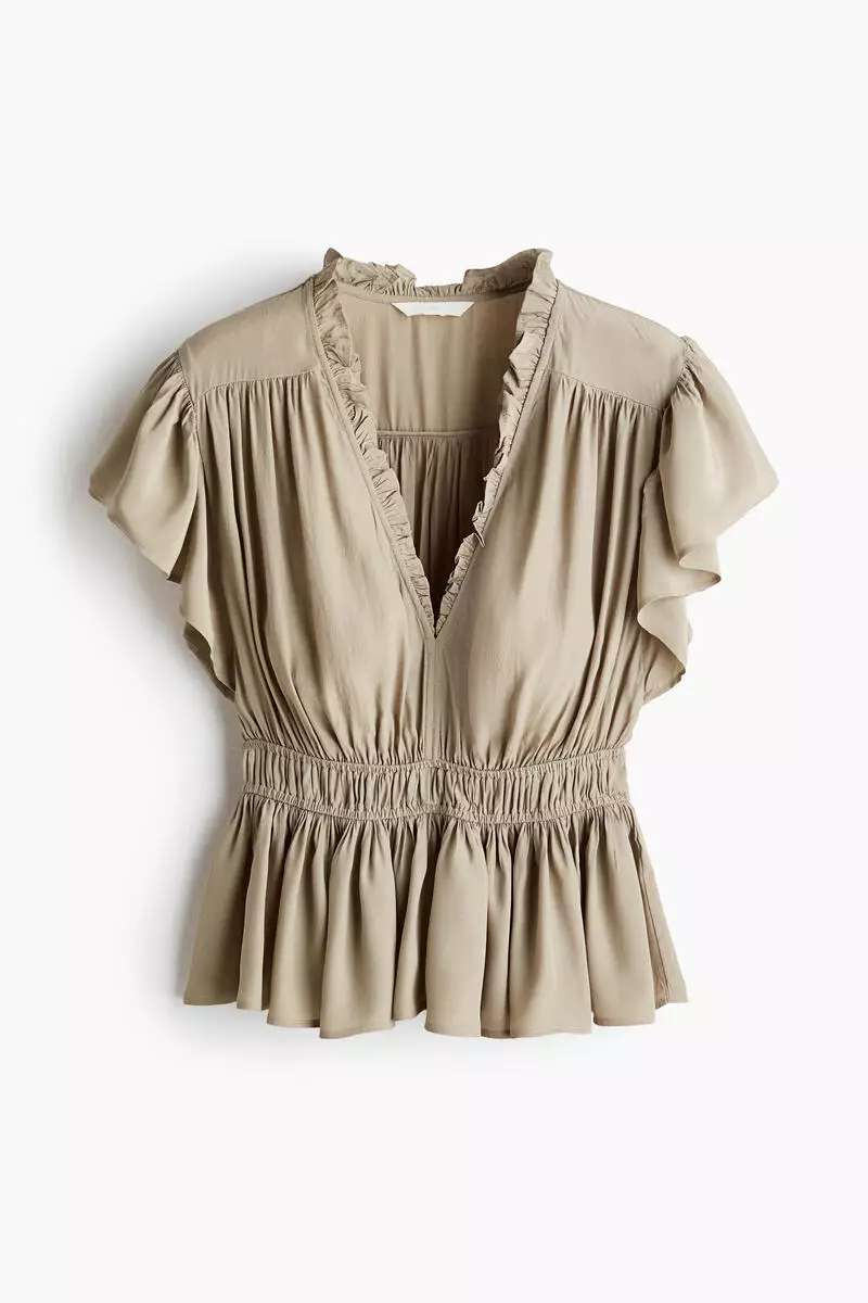 Flutter-sleeved peplum blouse