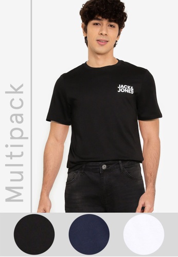Jack & Jones black 3-Pack Short Sleeve Corp Logo Tees 8D559AAFD54B4AGS_1