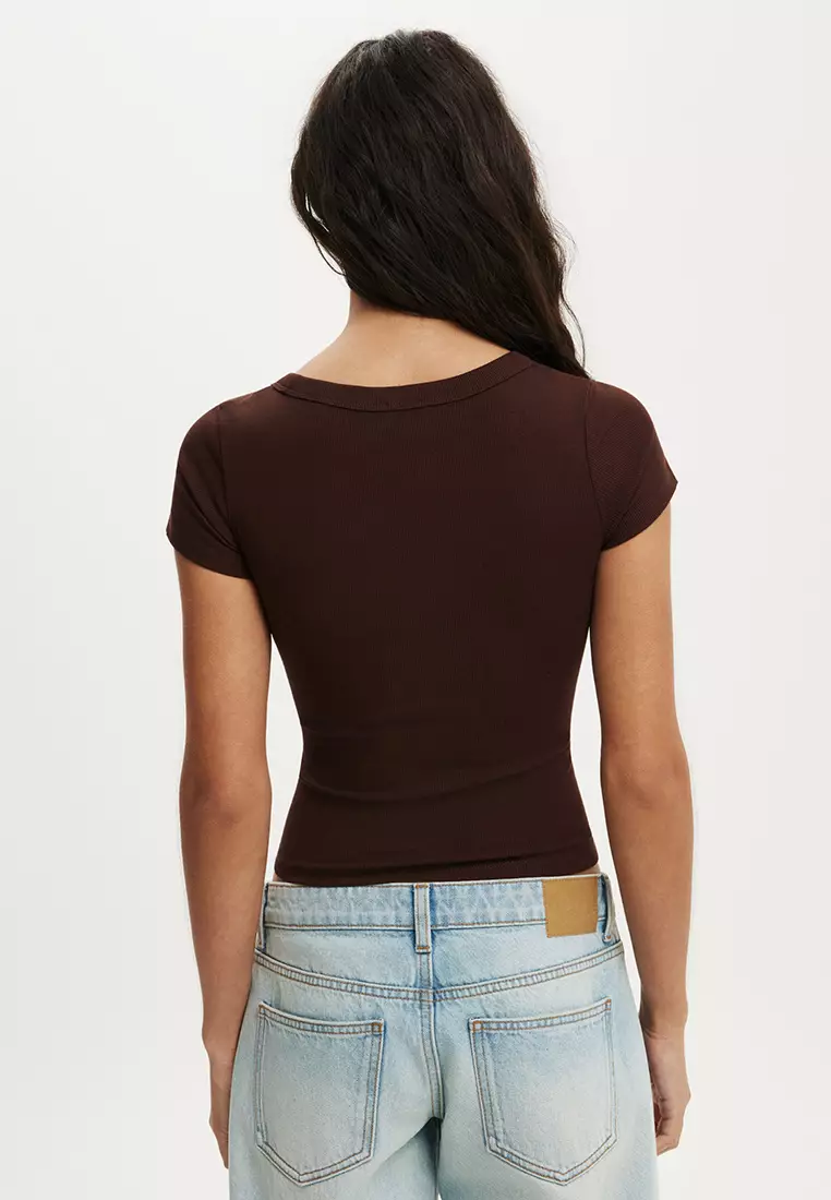 Goldie Rib V-Neck Short Sleeves Top