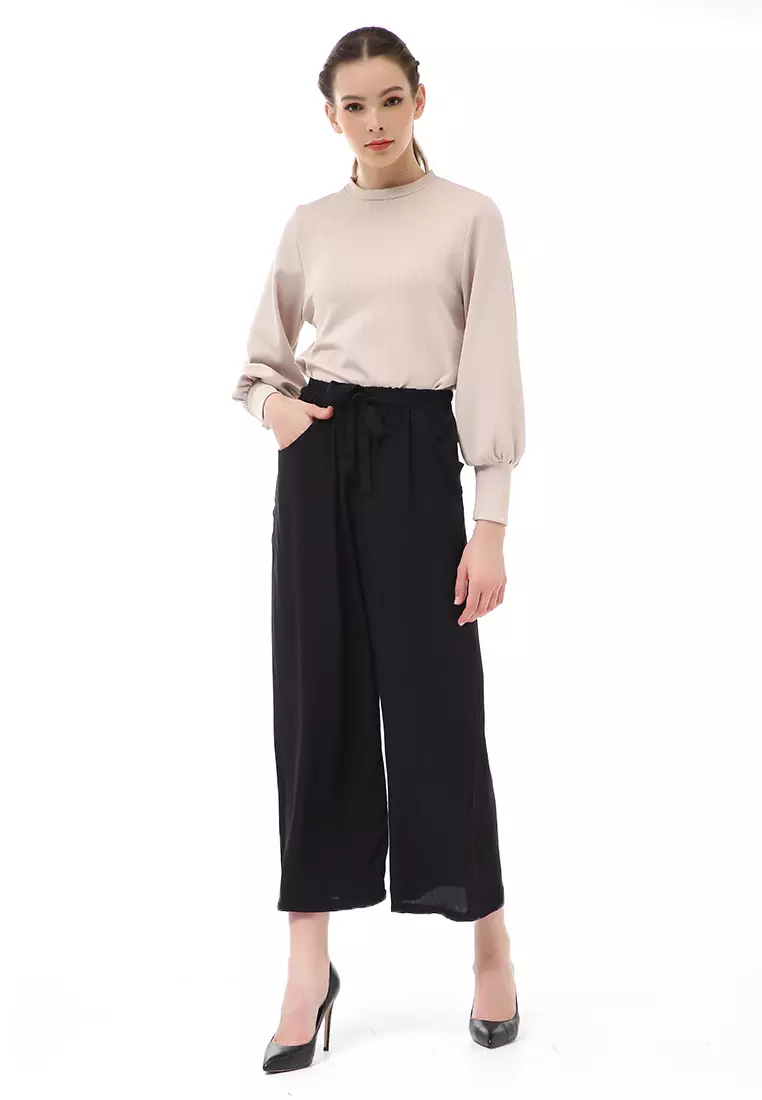 Stella Celana Panjang Casual Wanita Kulot Loose Pants Homewear Material Rayon ORIGINAL - Black