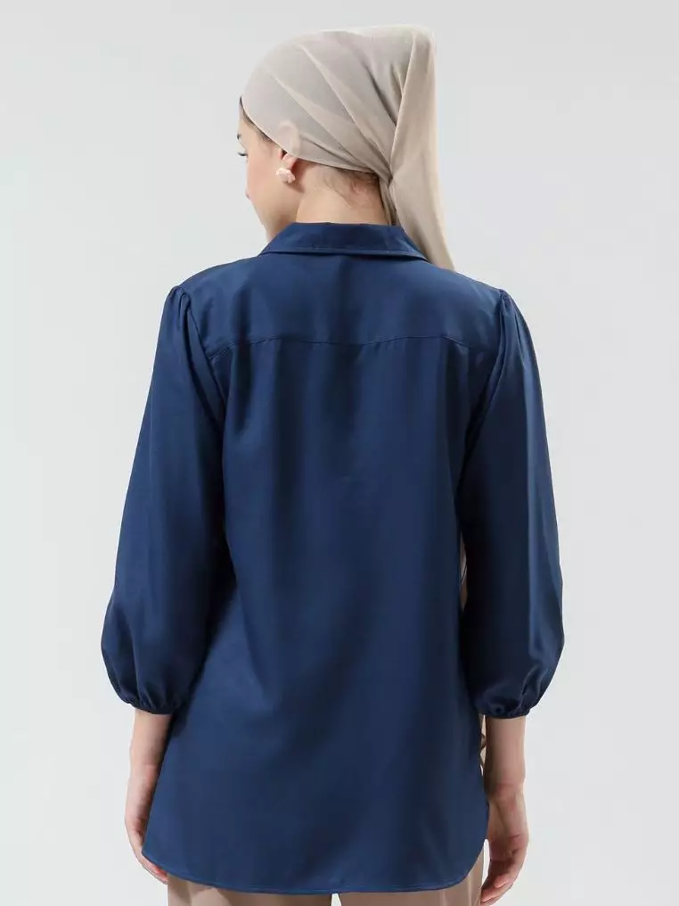 Urban Exchange Emma Shirt Navy - Atasan Kemeja Navy
