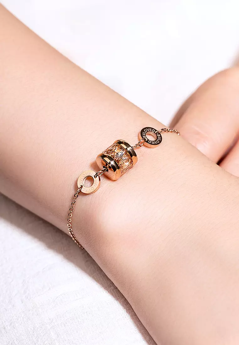 Minimalist BVLOVED Champagne Crystal Charm Bracelet