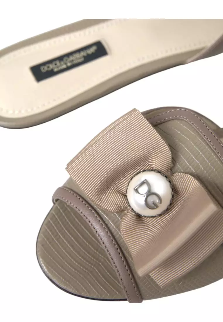 Dolce & Gabbana Leather Embellished Flat Sandals Flat 2025