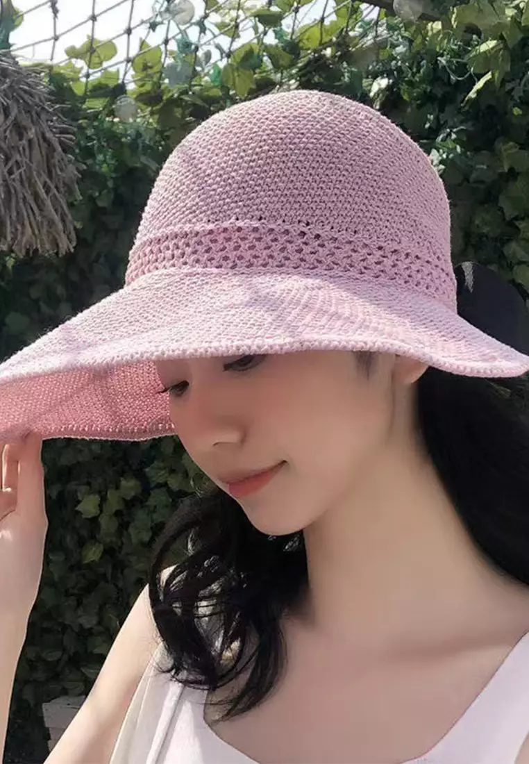 Bow Hollow Big Brim Folding Sunshade Fisherman Caps A22062408PI