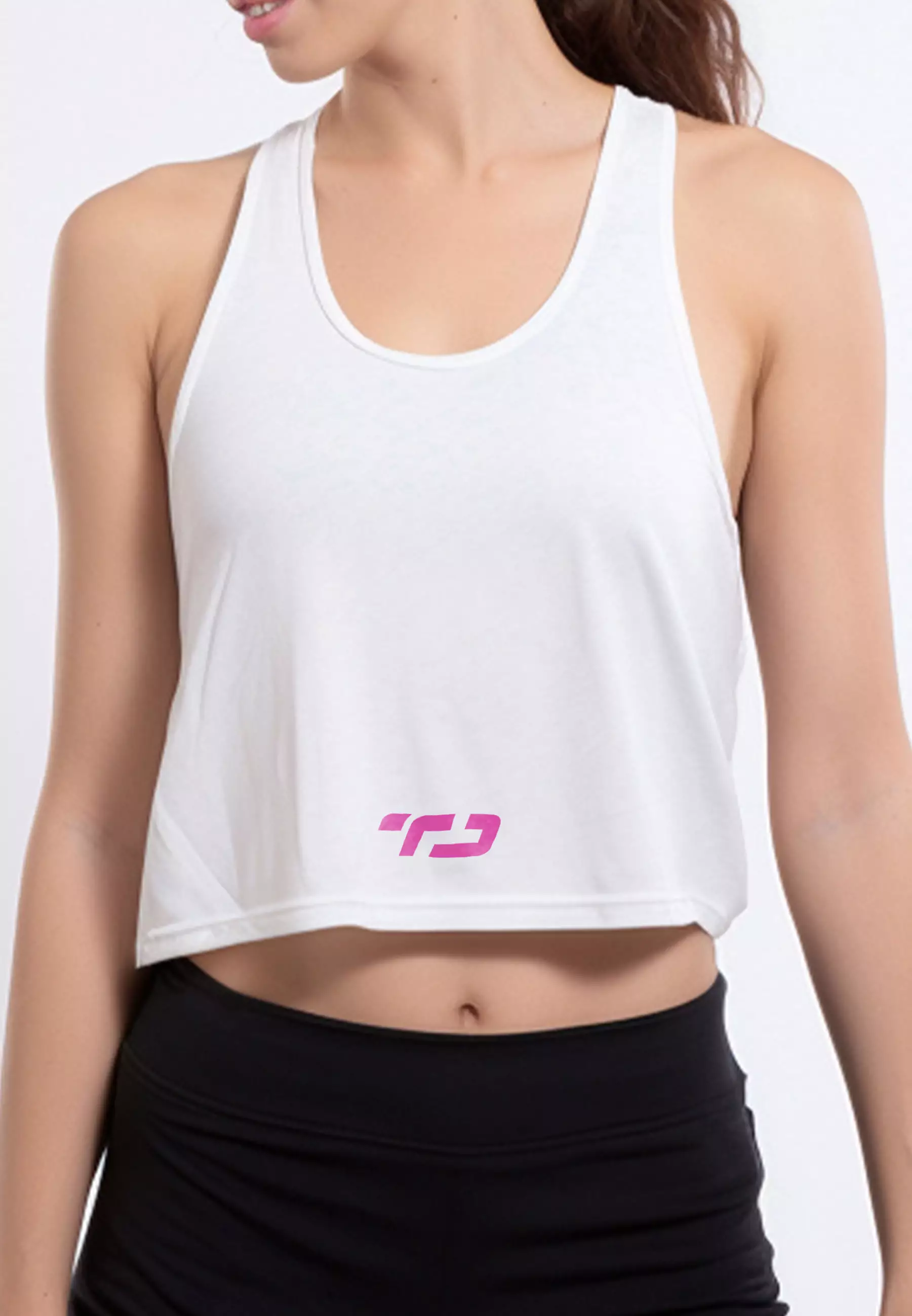 LSB27 kaos olahraga wanita buntung crop top td belly td active UAT premium instacool putih